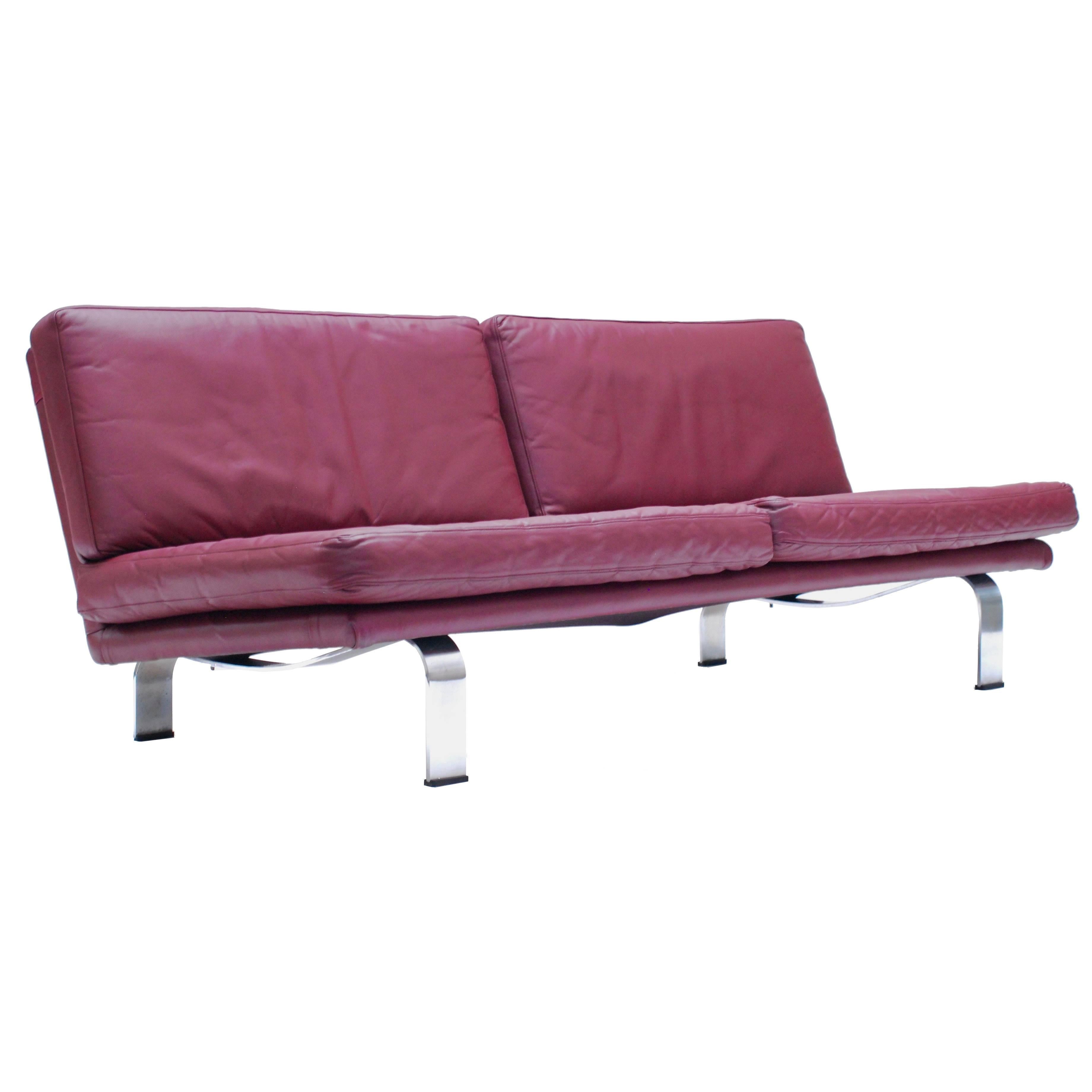 1960 Italian Leather Sofa Attributed Tito Agnoli For Sale