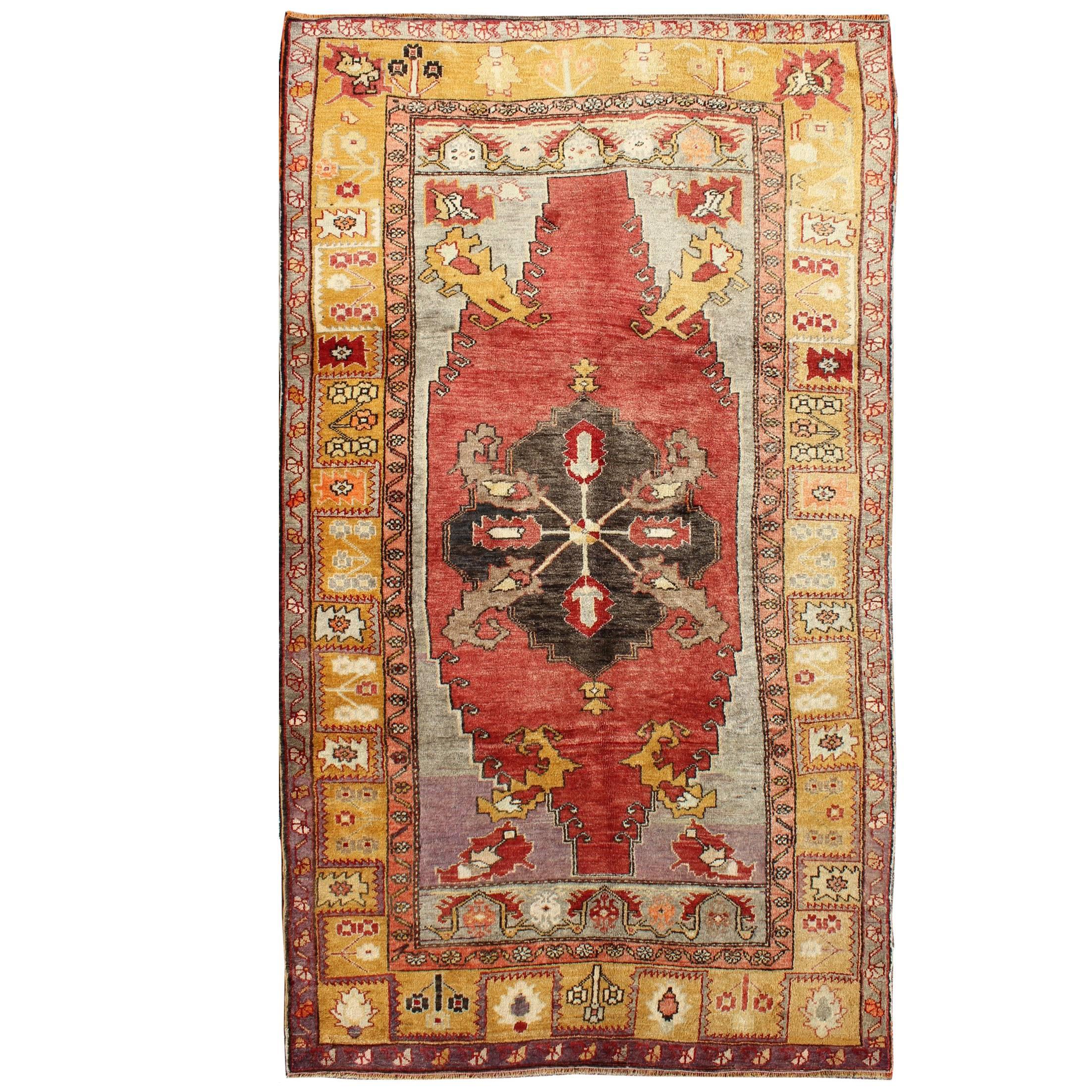 Turkish Konya Rug with Geometric Tribal Design For Sale at 1stDibs