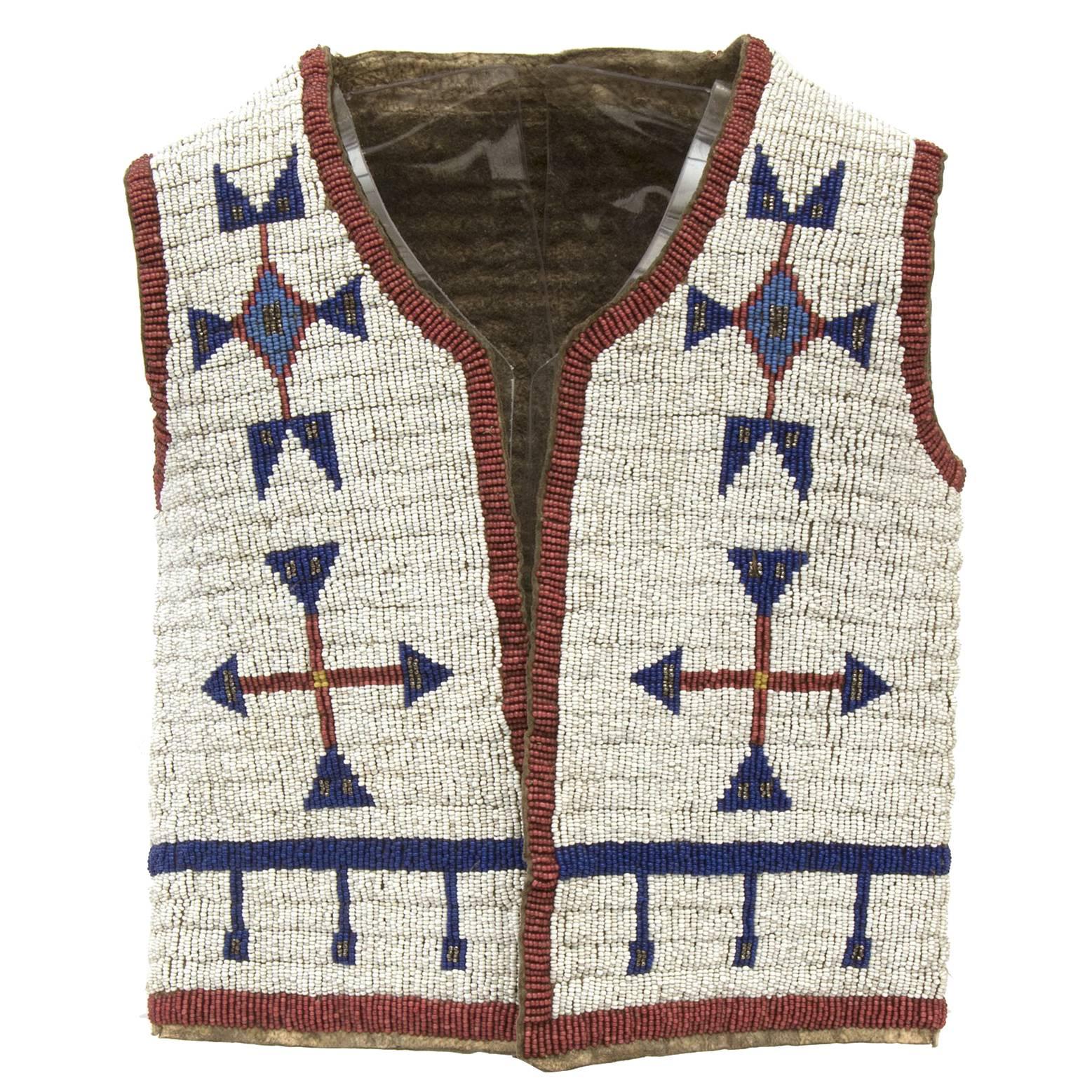 Antique Native American Beaded Child's Vest, Sioux (Plains Indian), 19th Century