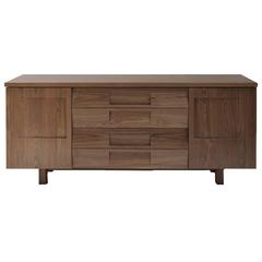Workstead Credenza in Walnut with Solid Wood Faceted Doors 1