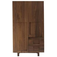 Workstead Wardrobe in Walnut with Solid Wood Faceted Doors 3