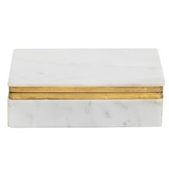 Italian Carrara Marble Jewelry, Dresser or Desk Box