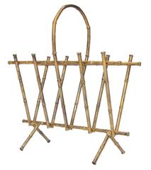 Gilded Metal Faux Bamboo Magazine Rack