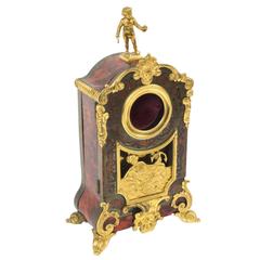Antique 19th Century French Red Boulle Cut Brass Mantel Clock