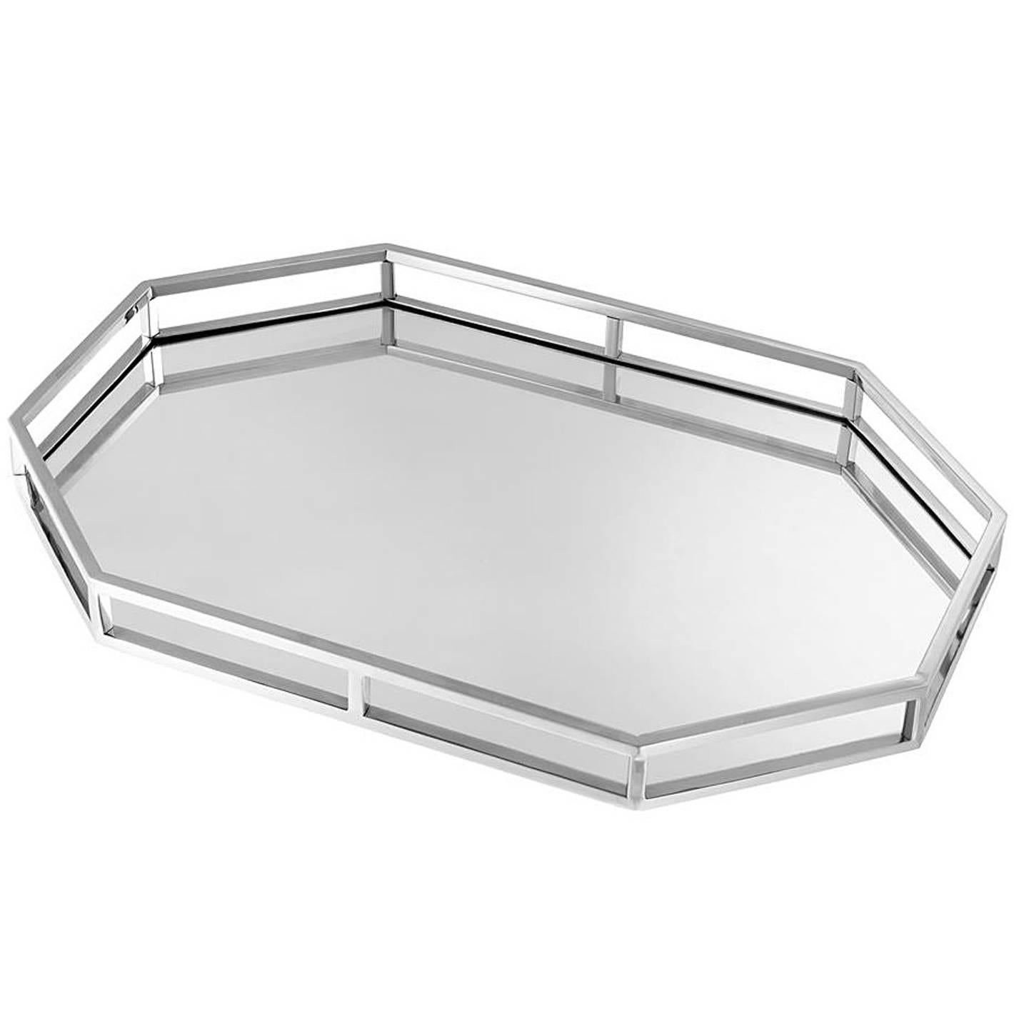 Sigma Tray in Nickel Finish and Mirror Glass