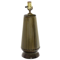 Vintage Art Potery Green Glase Table Lamp