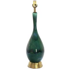 Onion Shape Turquoise Glaze Art Pottery Table Lamp