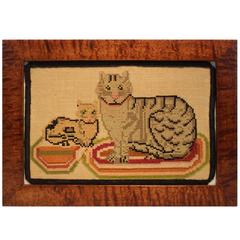 Cat and Kitten Needlework Picture
