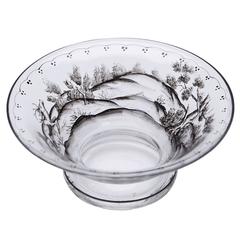 Josef Lenhardt Steinschonau Schwarzlot Glass Bowl, 19th-20th Century