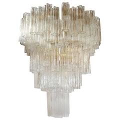 Italian Murano Tronchi Glass Chandelier by Venini