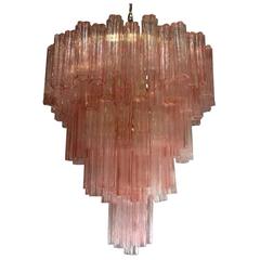 Italian Pink Murano Tronchi Glass Chandelier by Venini 11