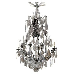 Large Early 20th Century Louis XV Style Crystal and Bronze Nine-Light Chandelier