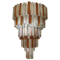 Italian Murano Triedri Glass Crystals Chandelier by Venini 10