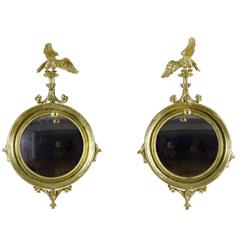 Pair of Classical Carved Giltwood Girandole Mirrors, English/American, 1815-1830