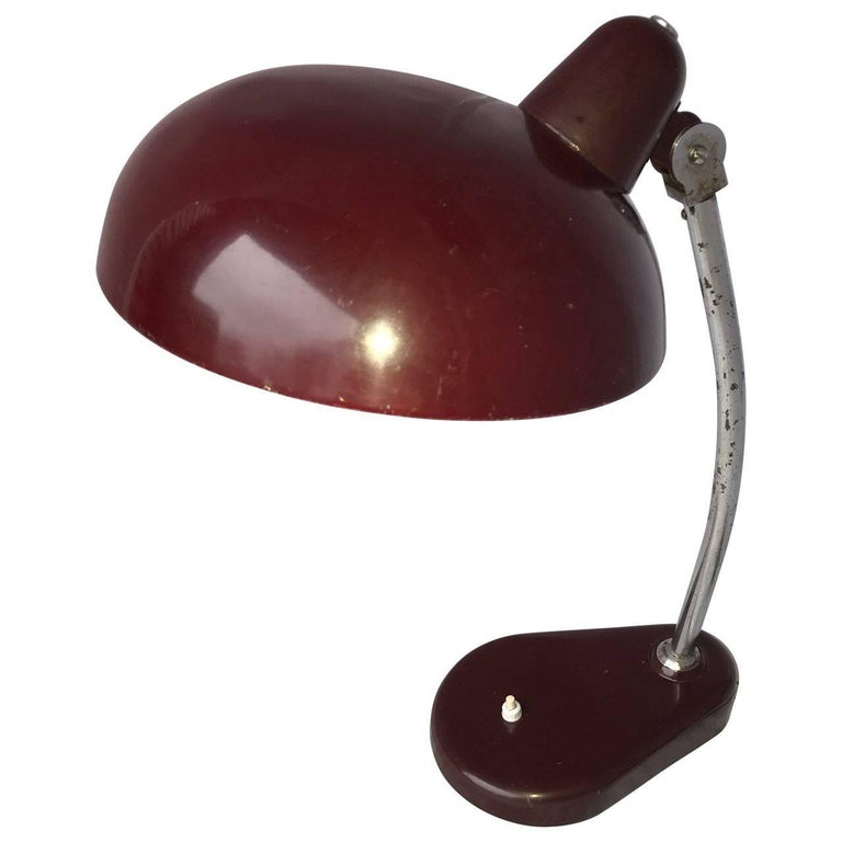 Italian Oxblood Red Mid-Century Modern Desk Lamp For Sale