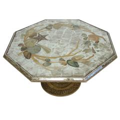 Antique Turn of the Century French Coffee Table with Églomisé Glass Top