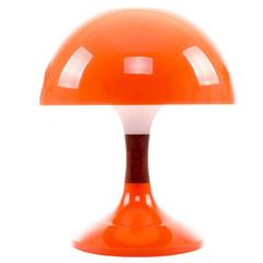 Karina Table Lamp, Bent Karlby, 1971, Mid-Century Orange Desk Lamp with Rosewood