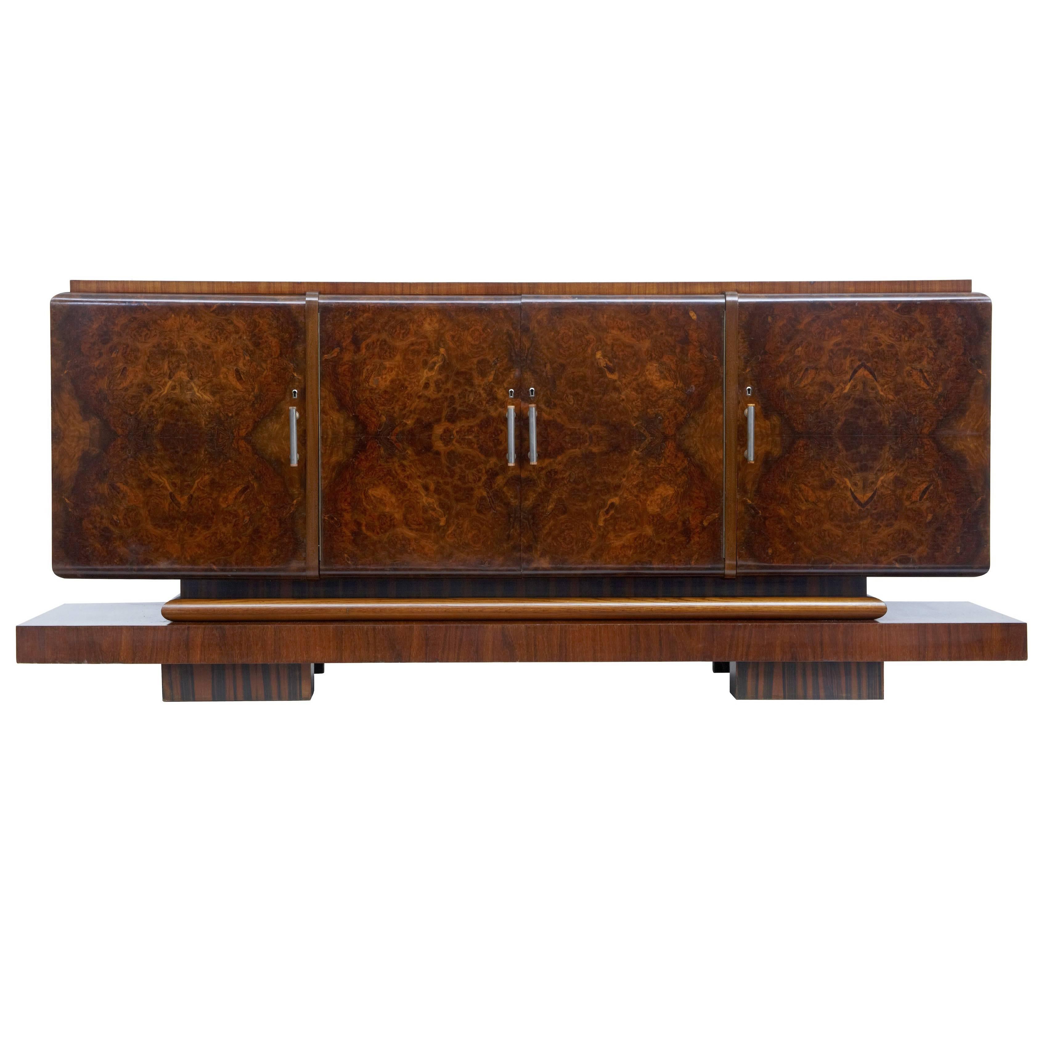1920s Art Deco Walnut and Birch Large Sideboard