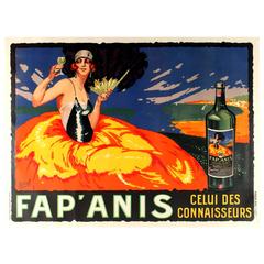 Grande affiche publicitaire originale pour une boisson alcoolisée française - Fap'anis