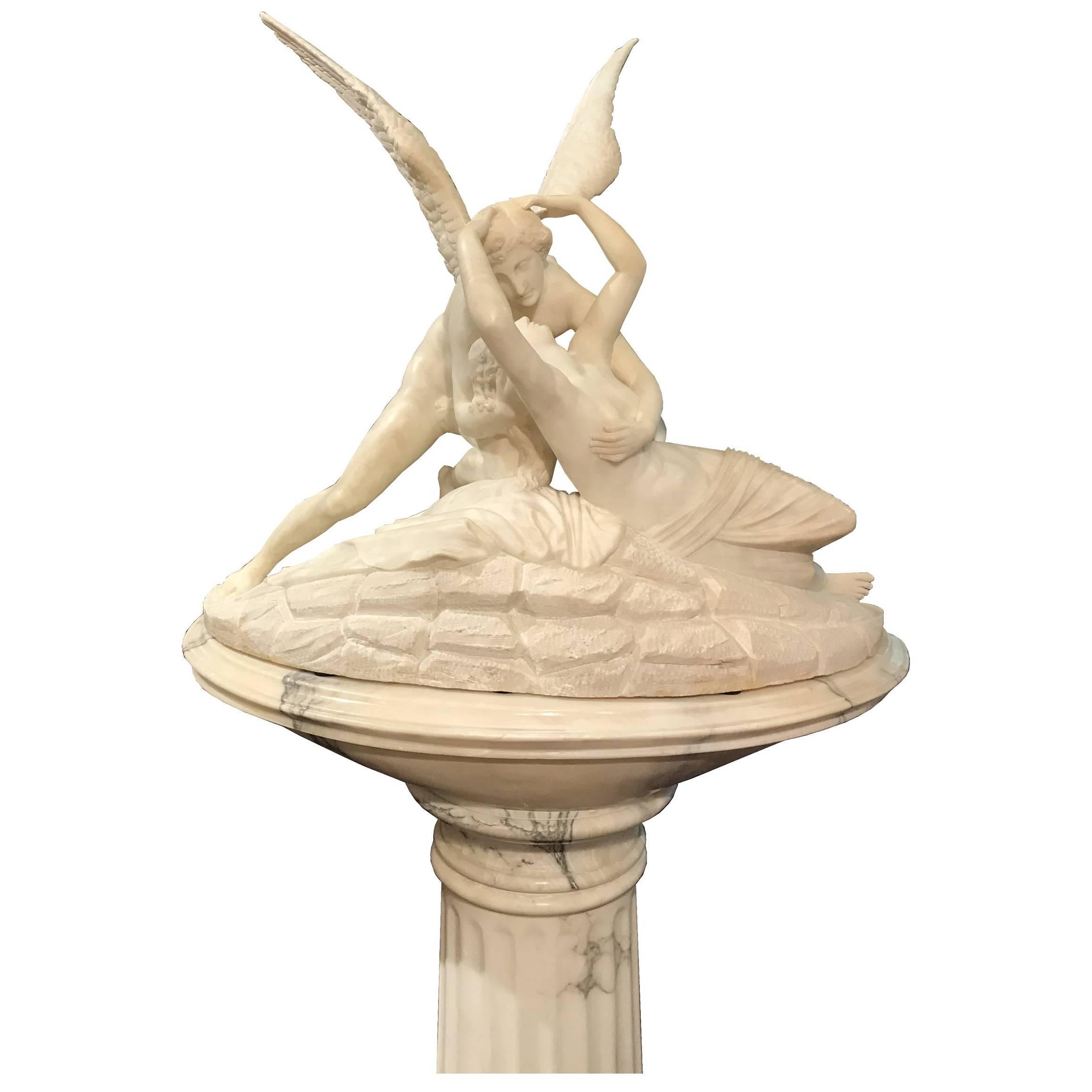 Psyche Revived by Cupid's Kiss on Pedestal For Sale