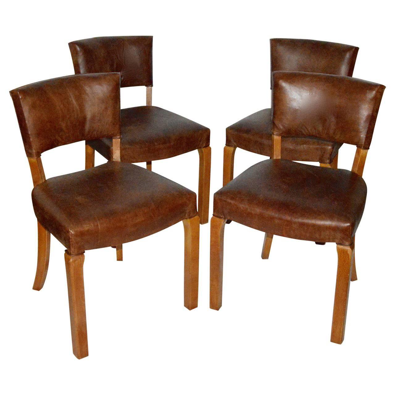20th Century Art Deco Leather Dining Chairs