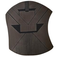 Hand-Built Black Clay Plate #12 with Unique Hand-Painted Geometric Design 10