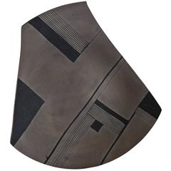 Hand-Built Black Clay Plate with Unique Hand-Painted Geometric Design 9