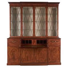Antique George III Inlaid Mahogany Breakfront Bookcase