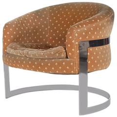 Mid-Century Modern Chrome Barrel Back Lounge Chair Attributed to Milo Baughman 7