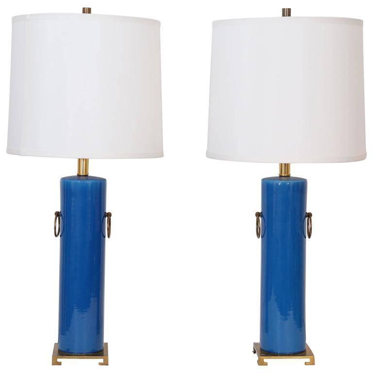 Pair of 21st Century Transitional Turquoise Lamps at 1stDibs