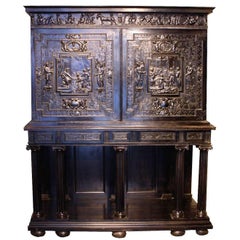 Fabulous 17th Century Carved Ebony Cabinet on Stand, Paris, France, circa 1640