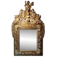 18th Century Italian Carved Open-Work Giltwood Mirror Depicting the Four Seasons