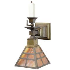 Antique Gas-Electric Craftsman Wall Sconce, circa 1920s