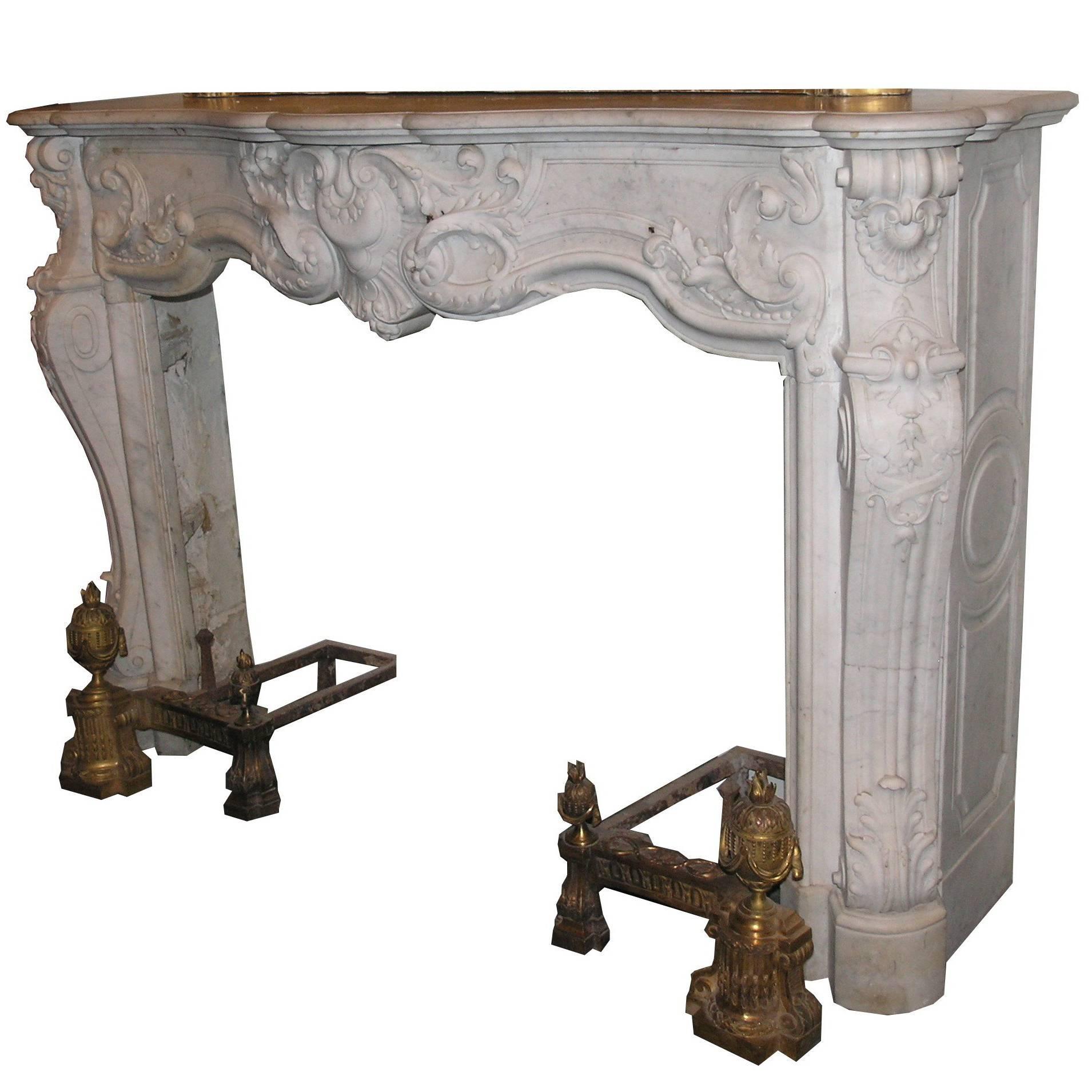Antique Rocaille Marble Fireplace
