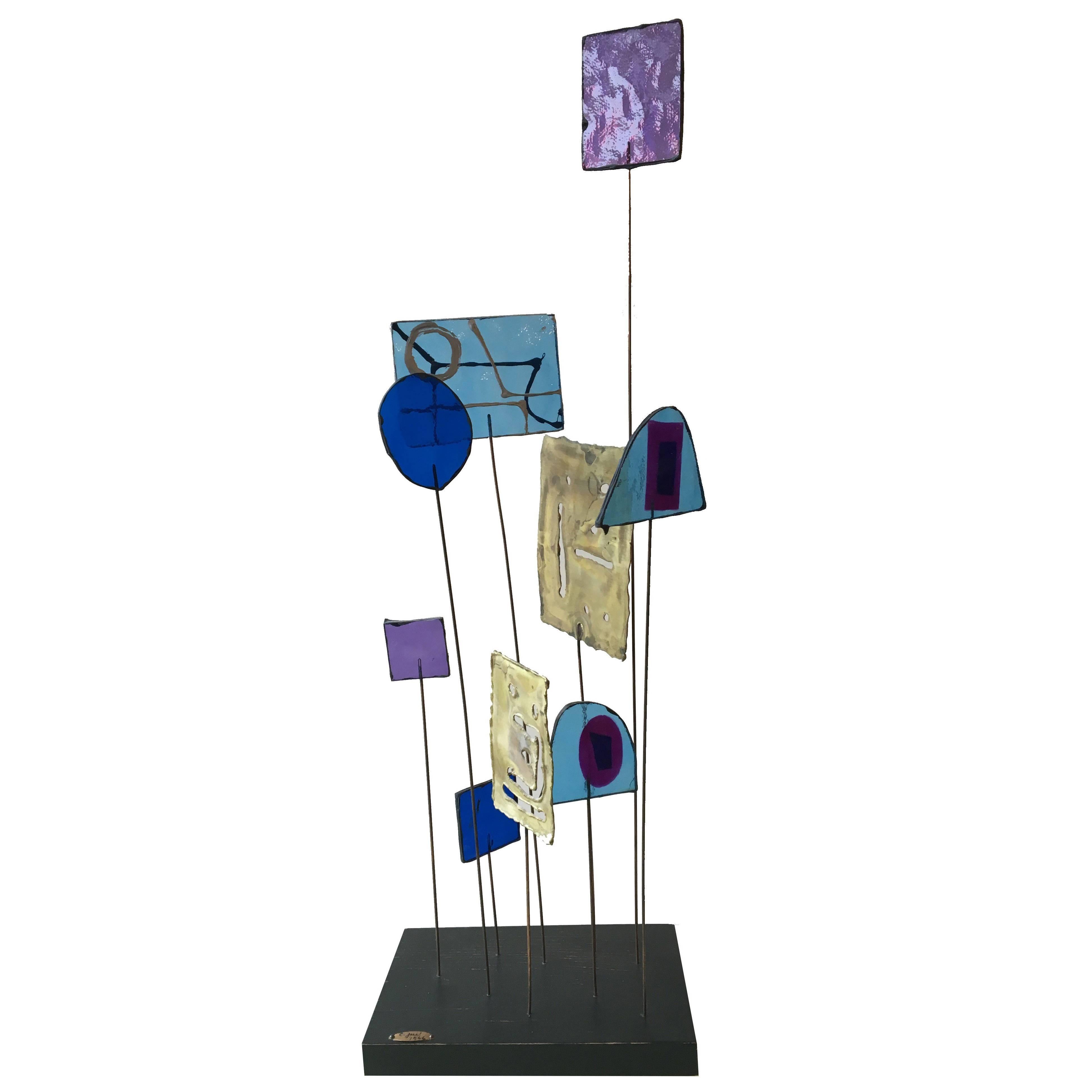 Brass and Fused Glass Sculpture by Curtis Jere