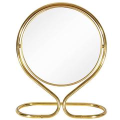 Mid-Century Double Sided Folding Brass Vanity Mirror