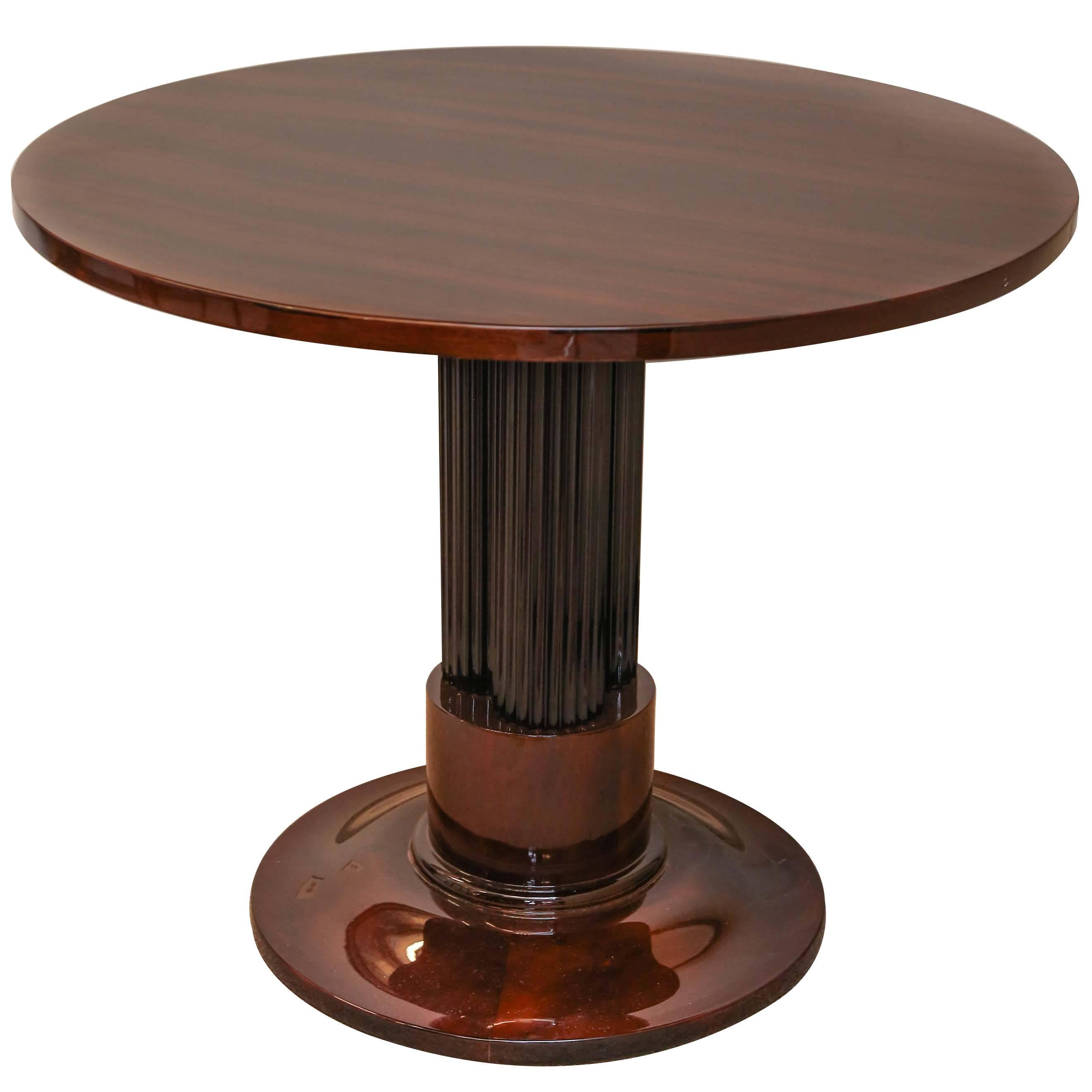  French Art Deco Rosewood Veneer and Ebonized Wood Side Table