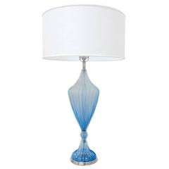 Rare Italian Azure-Blue Murano Glass Urn Lamp
