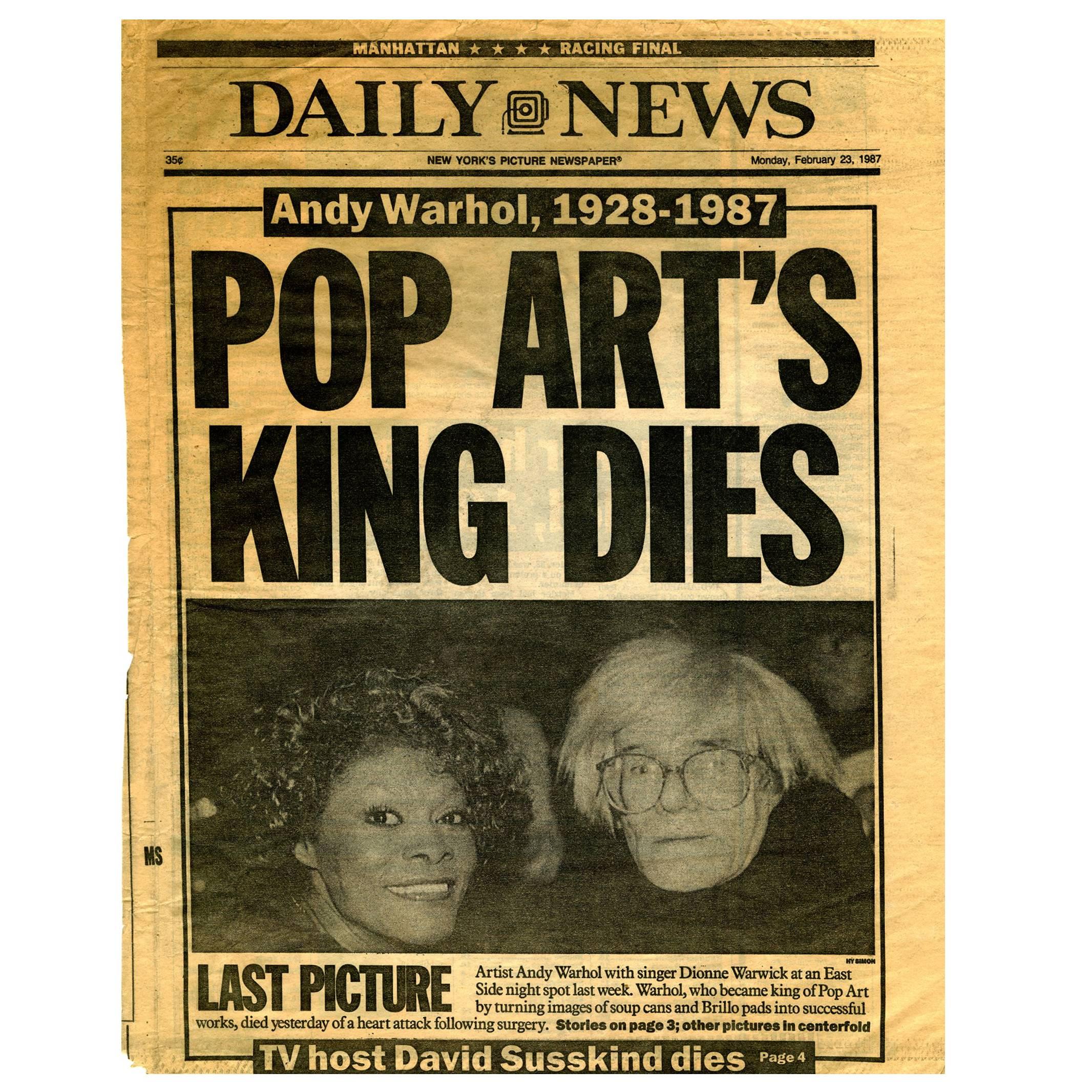 "Pop Art's King Dies" a Rare Andy Warhol Collectible