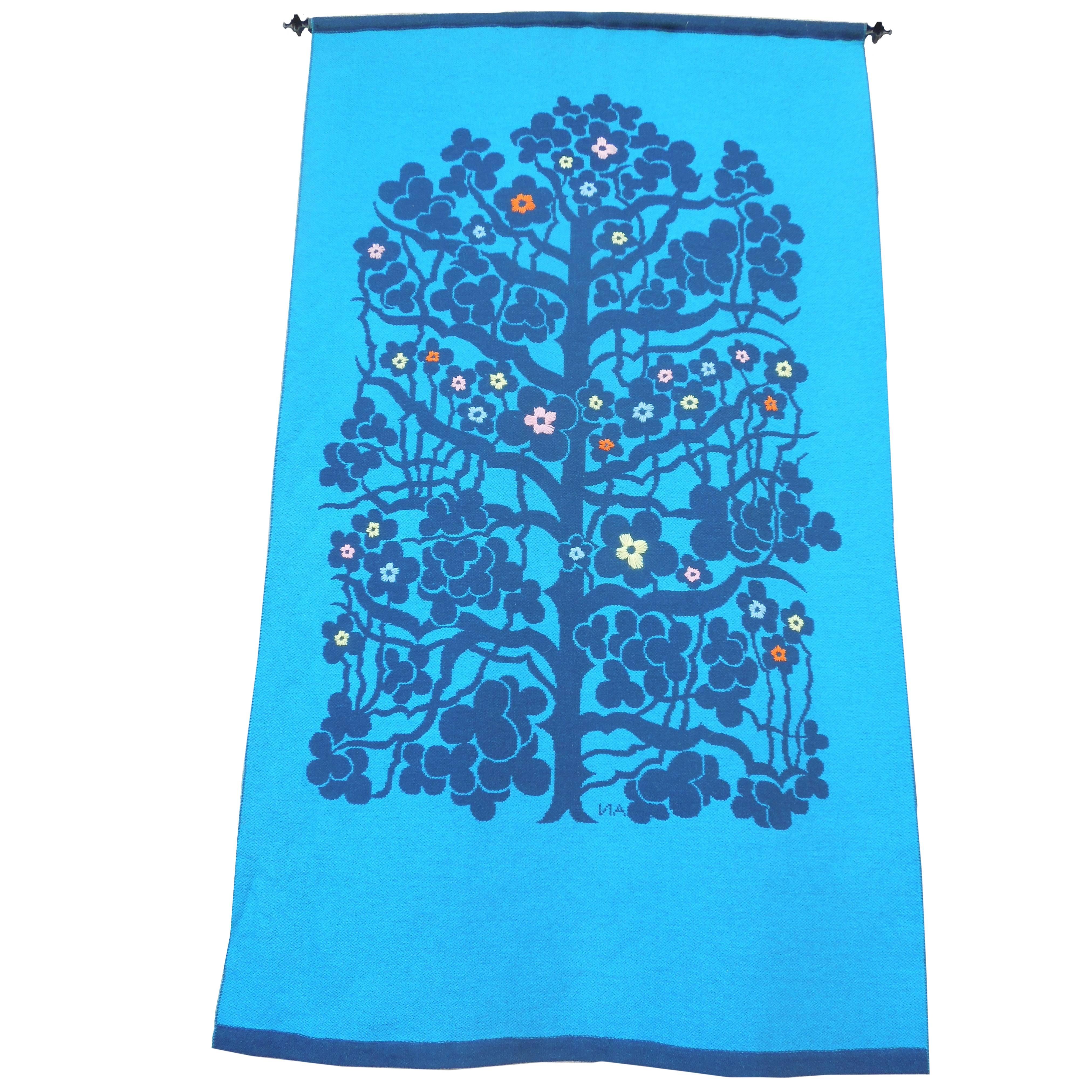 Monumental Mid-Century Swedish Tapestry of the Tree of Life Design