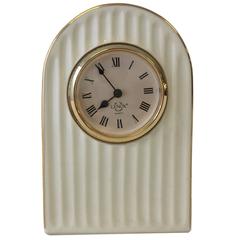Lenox Porcelain Ivory Art Deco Style Clock with 24-Karat Gold Trim