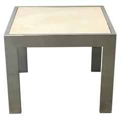 1960s Modern Milo Baughman Style Chrome and Marble Side Table