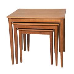 Classic Teak Danish Nesting Tables with Tapered Square Legs 7