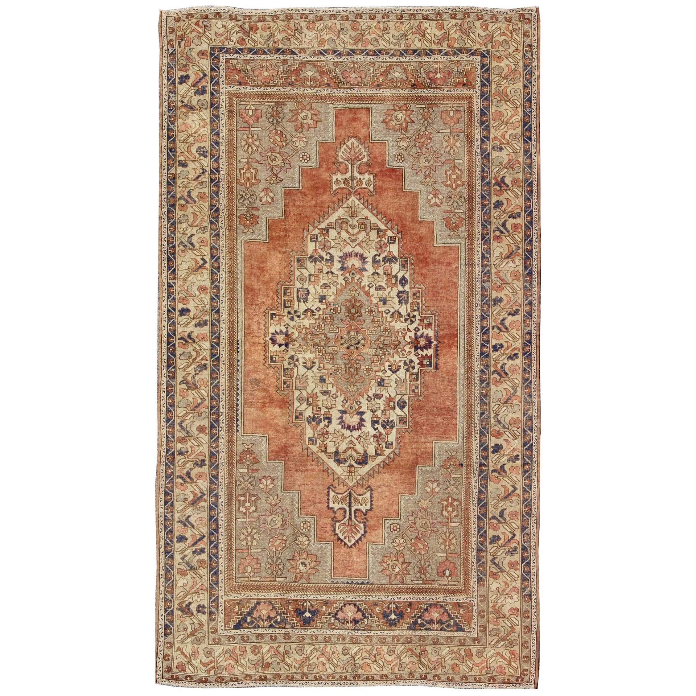 Vintage Turkish Oushak Rug