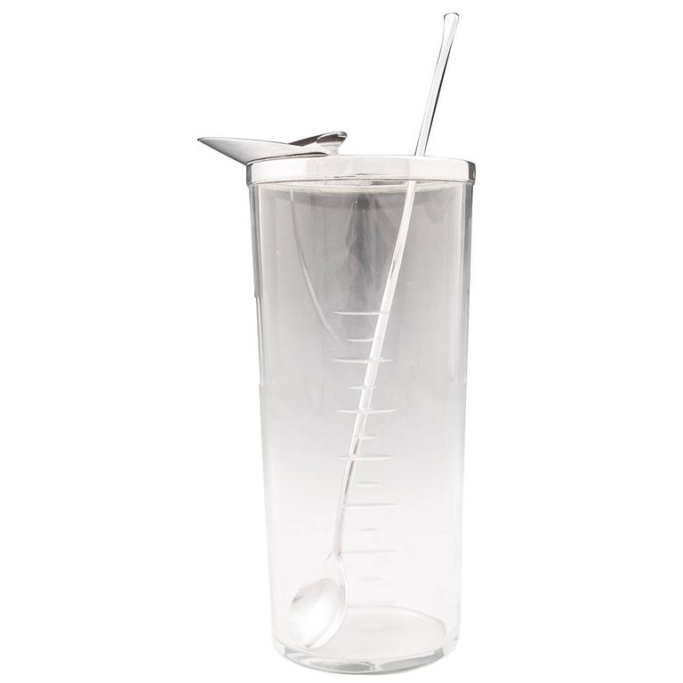 Anton Michelsen Glass and Silver Cocktail Mixer with Silver Spoon at