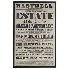Antique English Auction Catalog Page, Extra Large