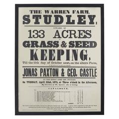 Antique English Auction Catalog Page