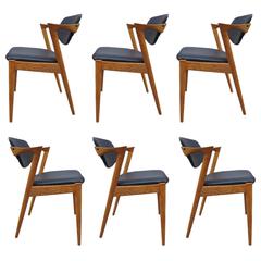 Set of Six Kai Kristiansen Model 42 Dining Room Chairs