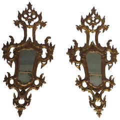 18th Century Large Pair of Rococo Giltwood Girandole Mirrors 5