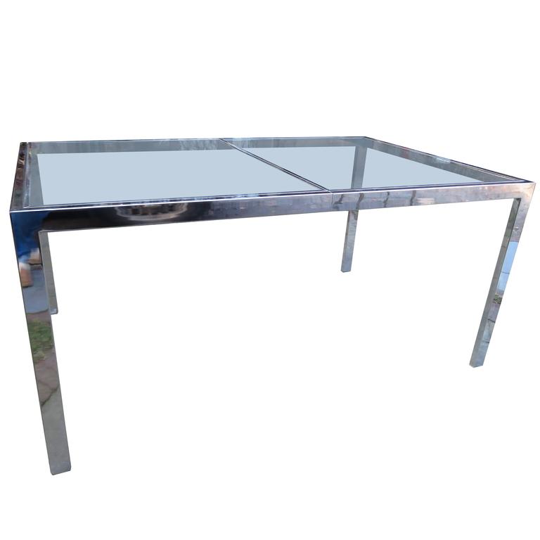 Striking Dia Chrome And Glass Dining Table Or Desk Mid Century For Striking Dia Chrome And Glass Dining Table Or Desk Mid Century For